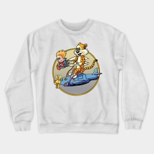 Calvin and Hobbes Pilot Helicopter Crewneck Sweatshirt